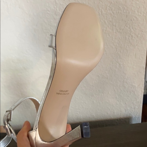 NWOT Stuart Weitzman silver heeled sandals. - Picture 5 of 5